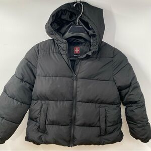 Swiss Tech Kids Black Puffer Jacket with Hood